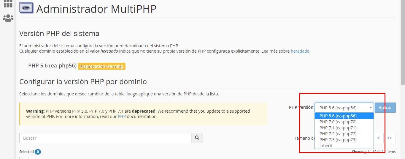 Cambiar la Version de PHP en Cpanel 3