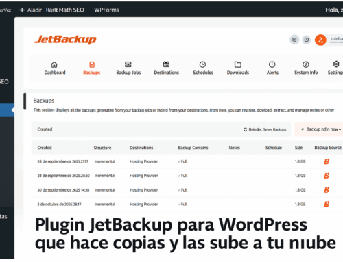 Plugin JetBackup para WordPress que hace copias y las sube a tu nube