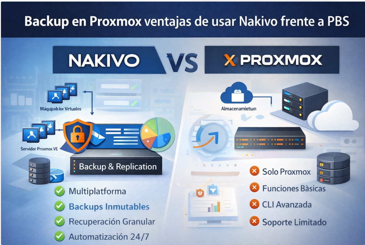 Backup en Proxmox ventajas de usar Nakivo frente a PBS