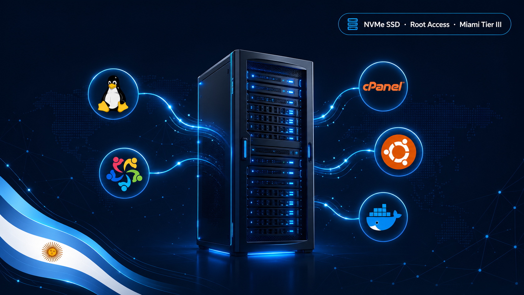 VPS Argentina en dolares con acceso root, AlmaLinux, cPanel y Windows Server